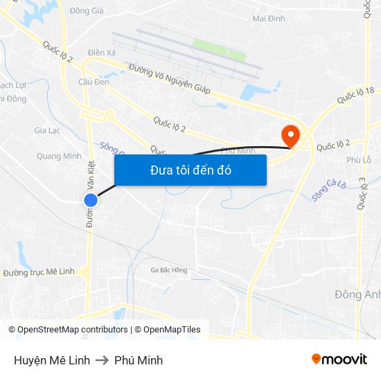 Huyện Mê Linh to Phú Minh map