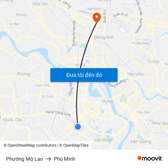 Phường Mộ Lao to Phú Minh map