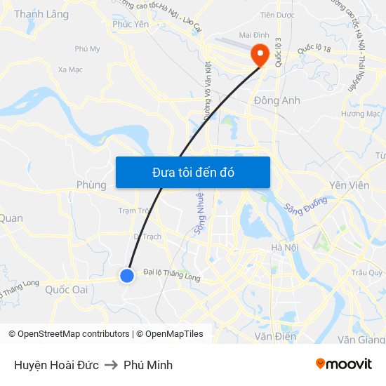Huyện Hoài Đức to Phú Minh map