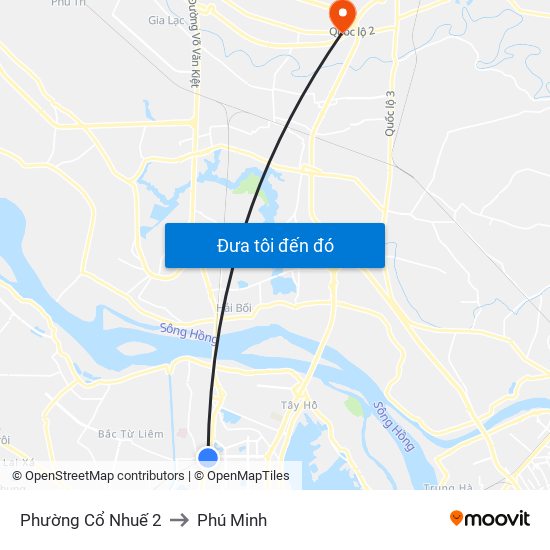 Phường Cổ Nhuế 2 to Phú Minh map