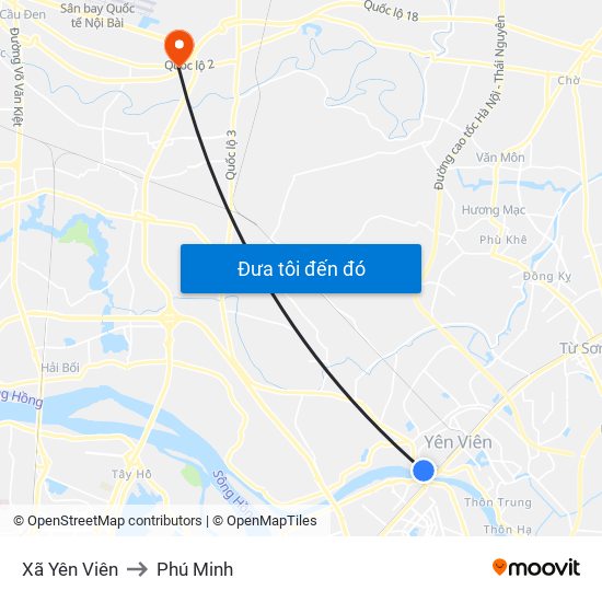 Xã Yên Viên to Phú Minh map