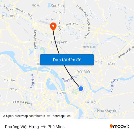 Phường Việt Hưng to Phú Minh map