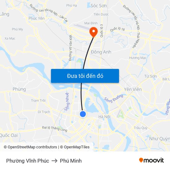 Phường Vĩnh Phúc to Phú Minh map