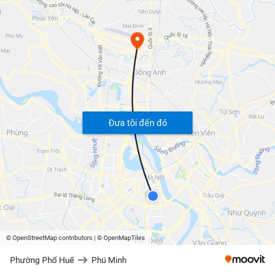 Phường Phố Huế to Phú Minh map