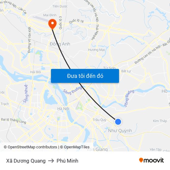 Xã Dương Quang to Phú Minh map