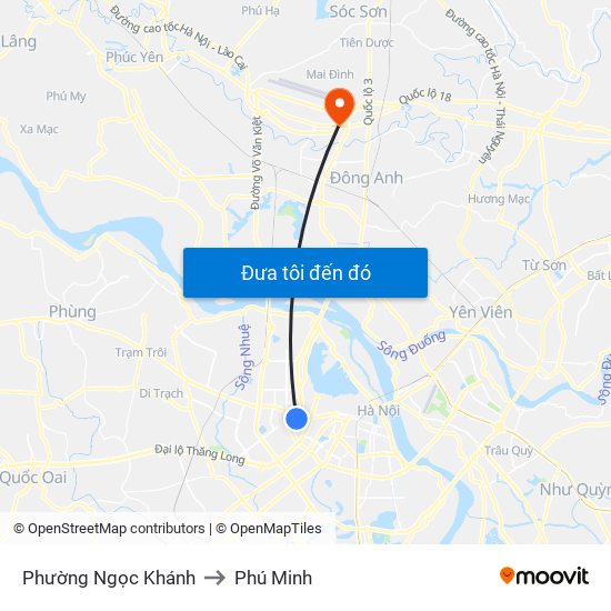 Phường Ngọc Khánh to Phú Minh map