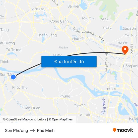 Sen Phương to Phú Minh map