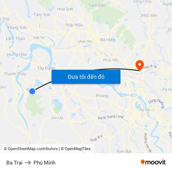 Ba Trại to Phú Minh map