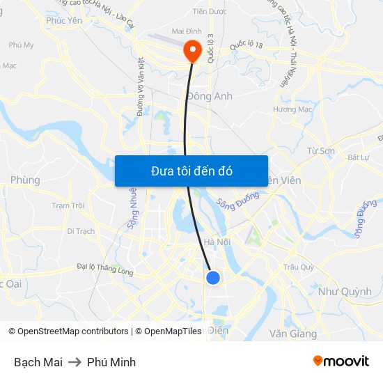 Bạch Mai to Phú Minh map