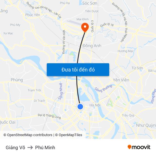 Giảng Võ to Phú Minh map