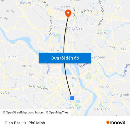 Giáp Bát to Phú Minh map