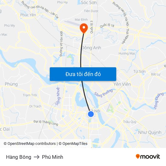 Hàng Bông to Phú Minh map