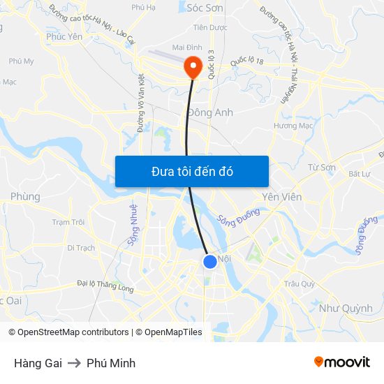 Hàng Gai to Phú Minh map