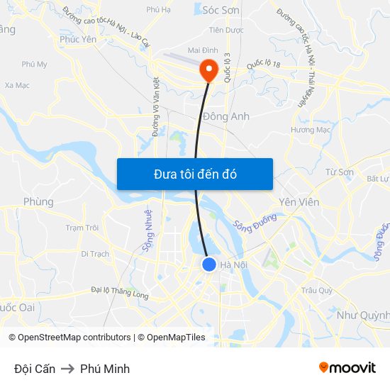 Đội Cấn to Phú Minh map