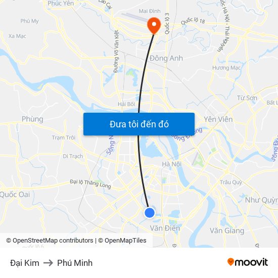 Đại Kim to Phú Minh map