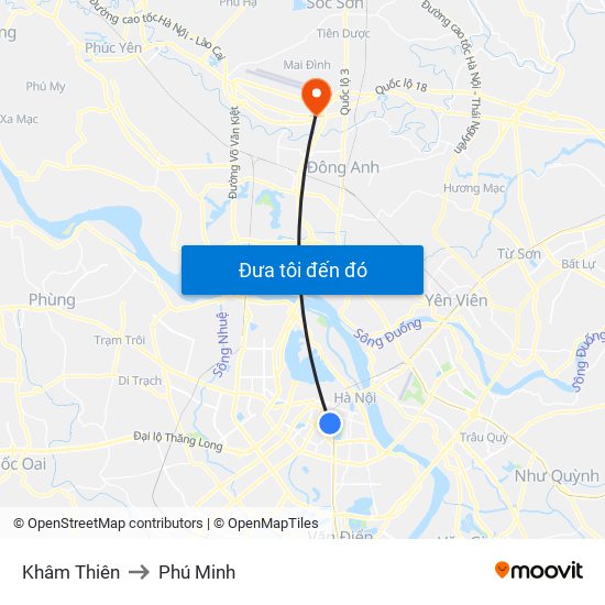Khâm Thiên to Phú Minh map