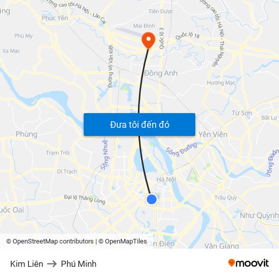 Kim Liên to Phú Minh map