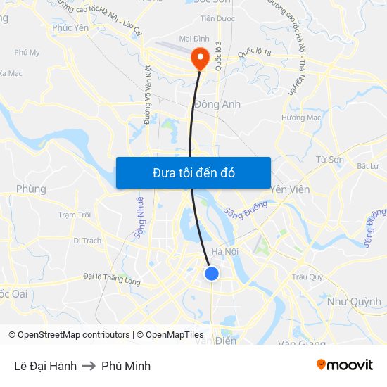 Lê Đại Hành to Phú Minh map