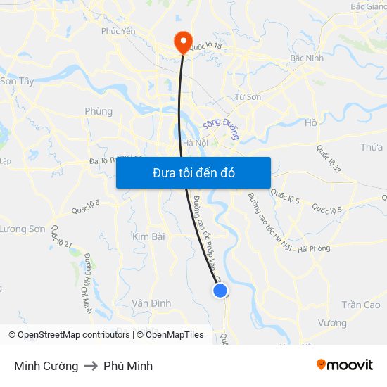 Minh Cường to Phú Minh map