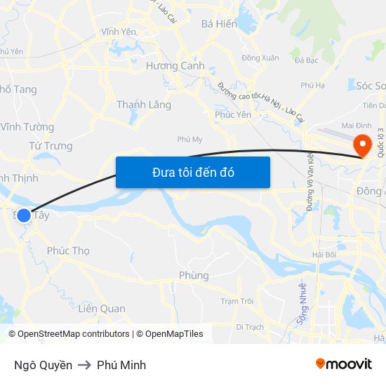 Ngô Quyền to Phú Minh map