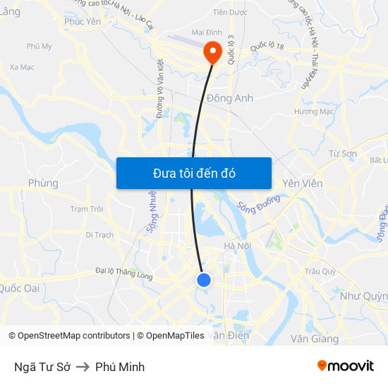 Ngã Tư Sở to Phú Minh map