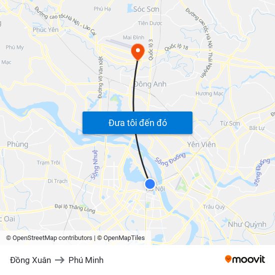 Đồng Xuân to Phú Minh map