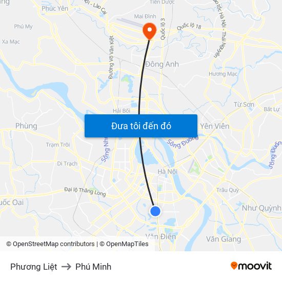 Phương Liệt to Phú Minh map