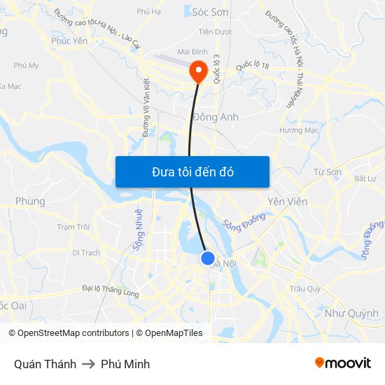 Quán Thánh to Phú Minh map