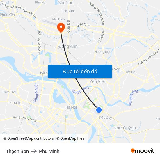 Thạch Bàn to Phú Minh map
