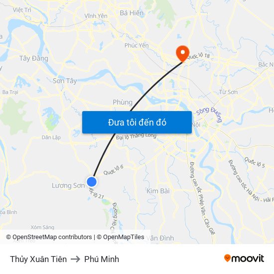 Thủy Xuân Tiên to Phú Minh map