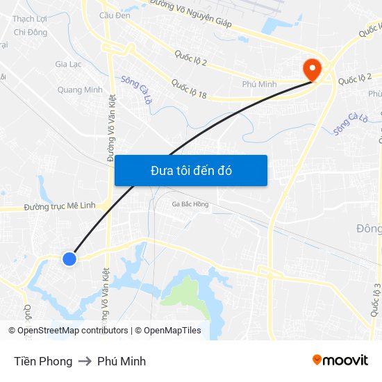 Tiền Phong to Phú Minh map