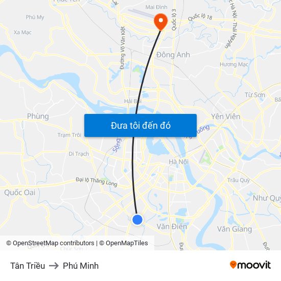 Tân Triều to Phú Minh map
