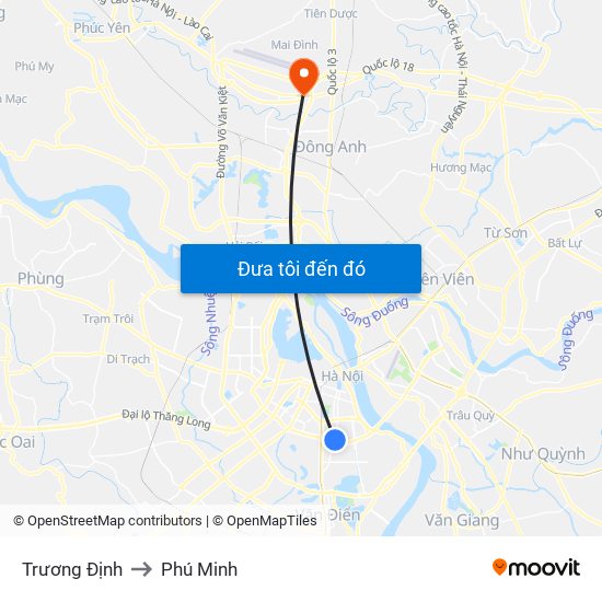 Trương Định to Phú Minh map