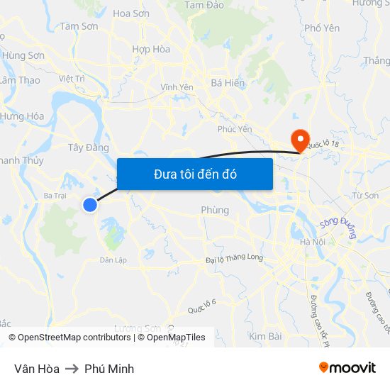 Vân Hòa to Phú Minh map