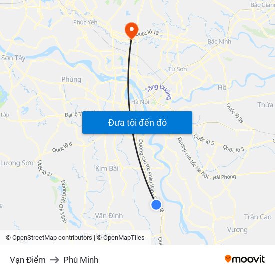 Vạn Điểm to Phú Minh map