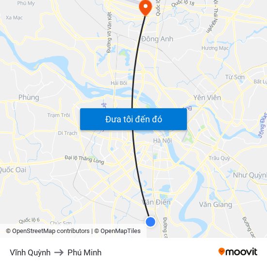Vĩnh Quỳnh to Phú Minh map