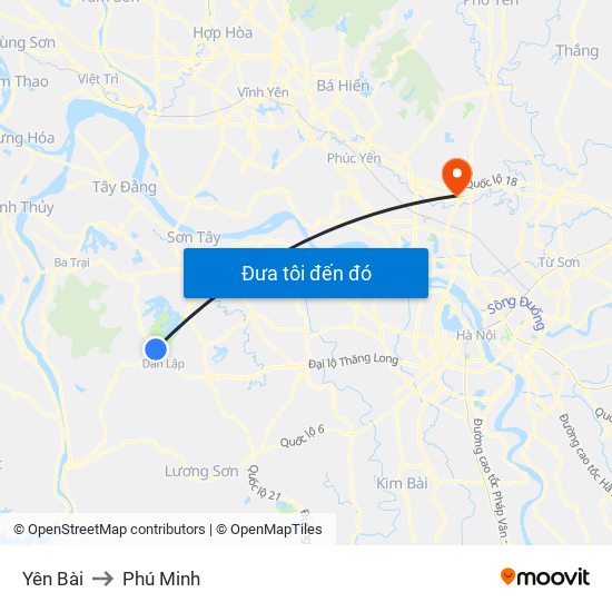 Yên Bài to Phú Minh map