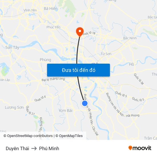 Duyên Thái to Phú Minh map