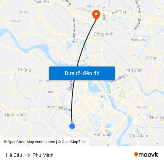 Hà Cầu to Phú Minh map