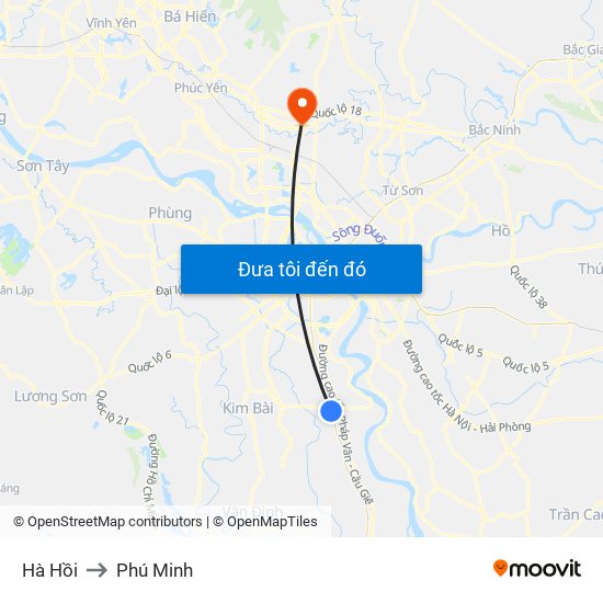Hà Hồi to Phú Minh map