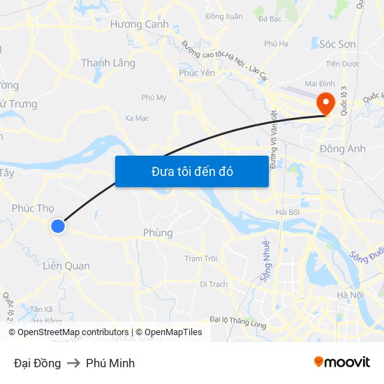 Đại Đồng to Phú Minh map