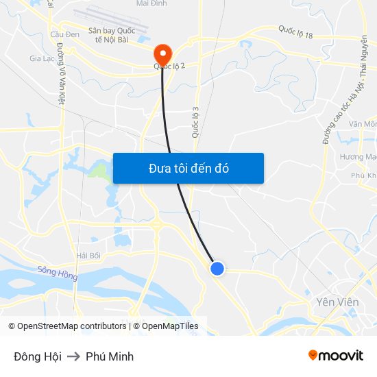Đông Hội to Phú Minh map