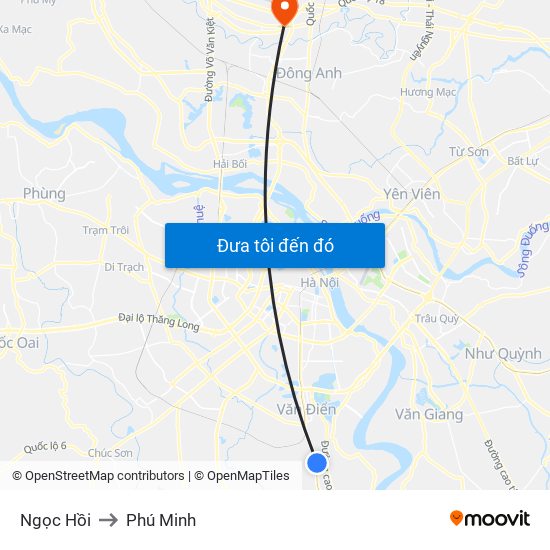 Ngọc Hồi to Phú Minh map