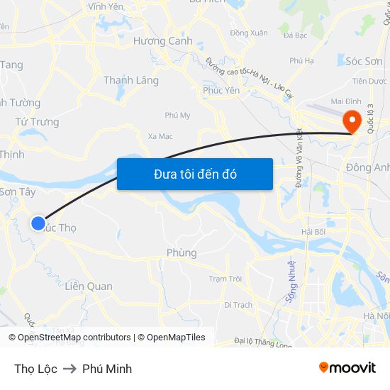 Thọ Lộc to Phú Minh map