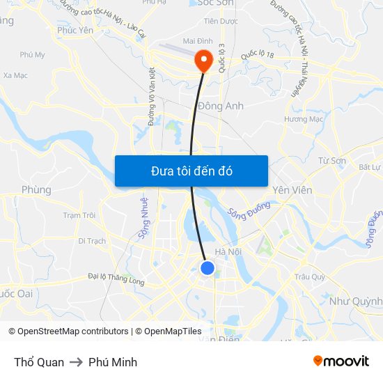 Thổ Quan to Phú Minh map
