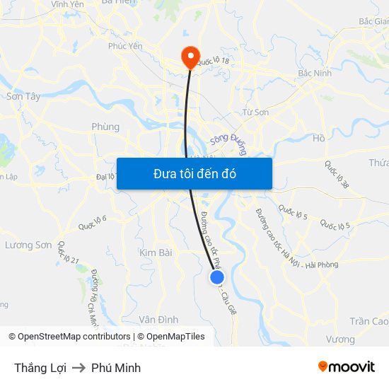 Thắng Lợi to Phú Minh map
