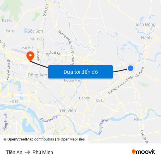 Tiền An to Phú Minh map