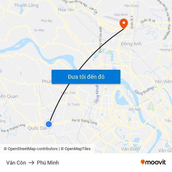 Vân Côn to Phú Minh map