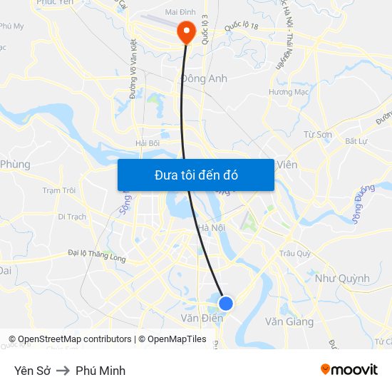 Yên Sở to Phú Minh map