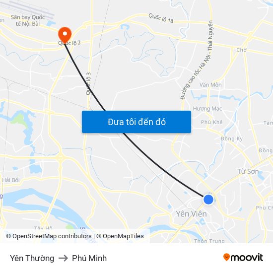 Yên Thường to Phú Minh map